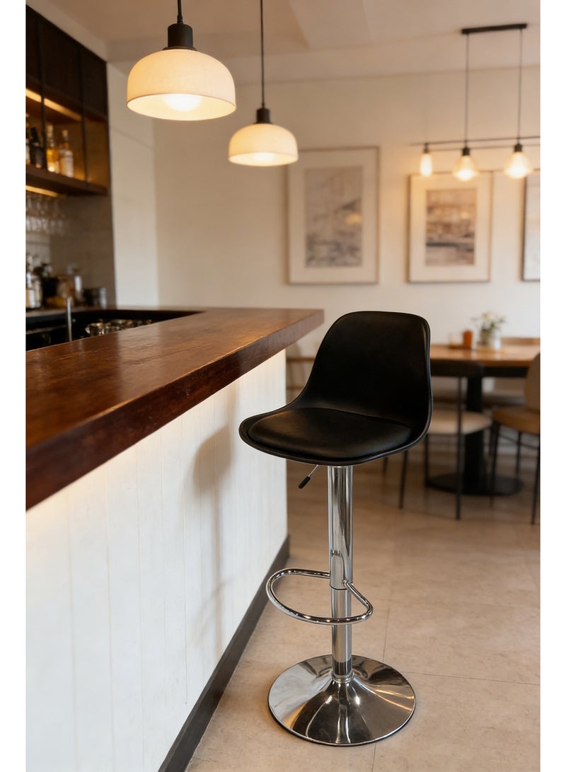 MAPLE HOME DECORATION Maple Home Decoration Swivel High Chair Bar Stool Adjustable Up Down Stainless Steel Base Office Restaurant Furniture (Black - Image 4